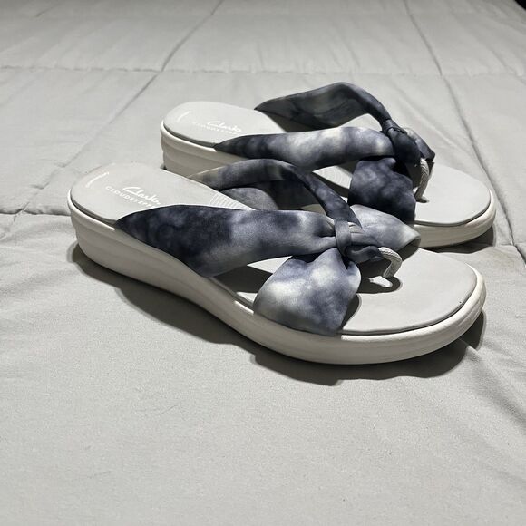 Clarks Cloudsteppers Knotted Slide Sandals Drift Ave BlueTye-Dye Womens Size 9M - Picture 1 of 9